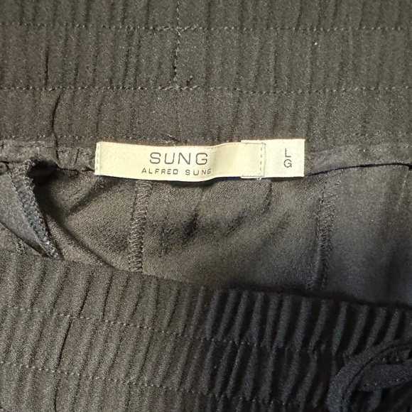 Sung by Alfred Sung Tapered Pants Trousers Stretchy Waist Band  Black - Picture 8 of 12